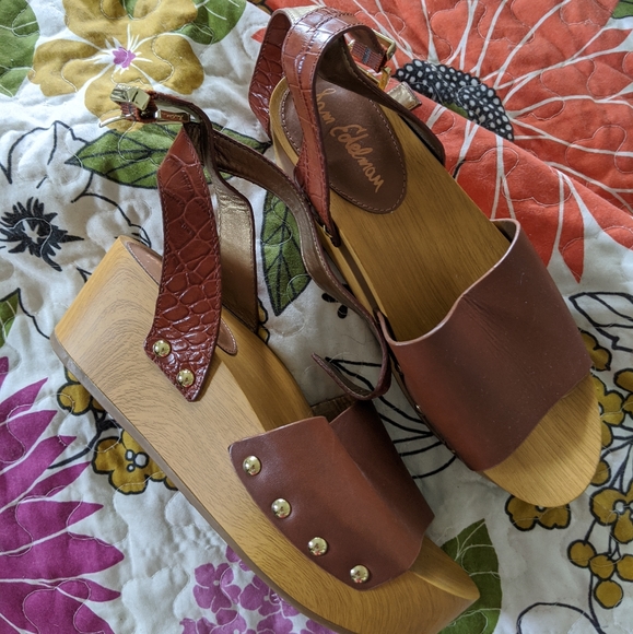 Sam Edelman leather platform sandals - Picture 1 of 2